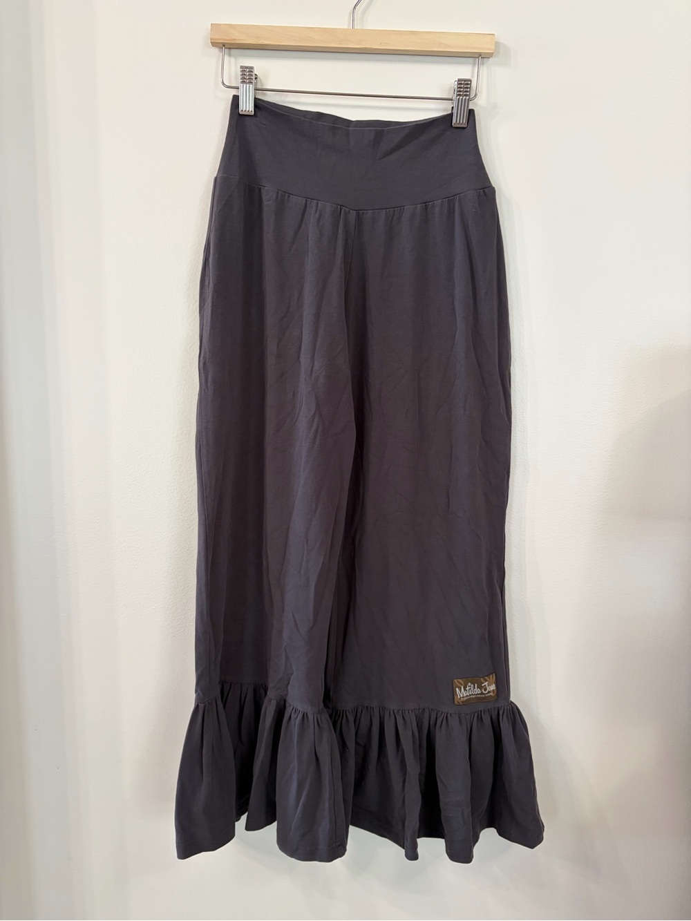 Matilda Jane Women’s Beaufort Big Ruffle Pants Charcoal Gray Small Cotton Blend